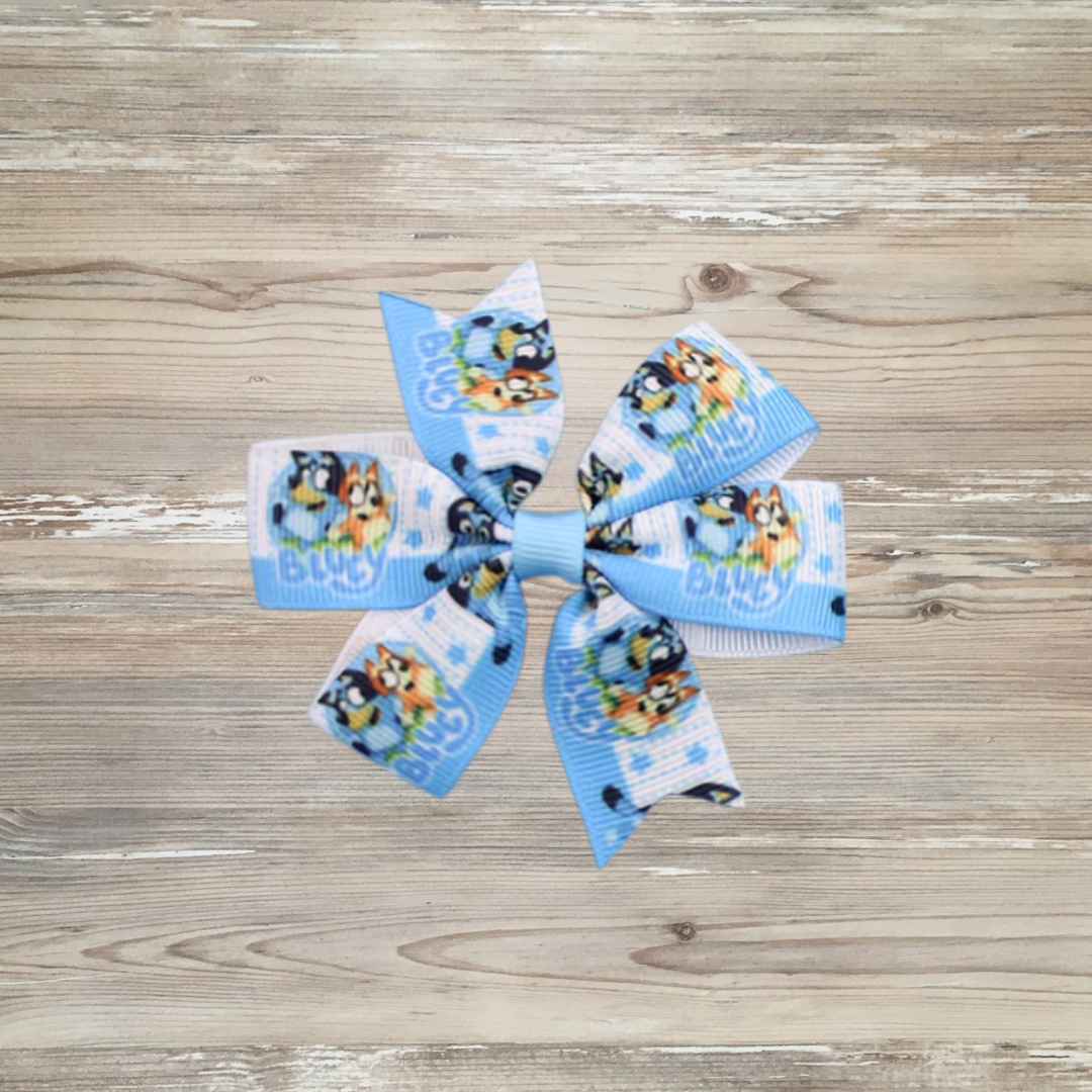bluey hair bow, bluey girls hair bow, kids boutique hair bow bluey and friends hair bow