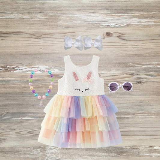 tutu dress,  pastel girls easter dress, kids easter dress, easter bunny dress, easter tutu dress bunny rabbit tutu dress
