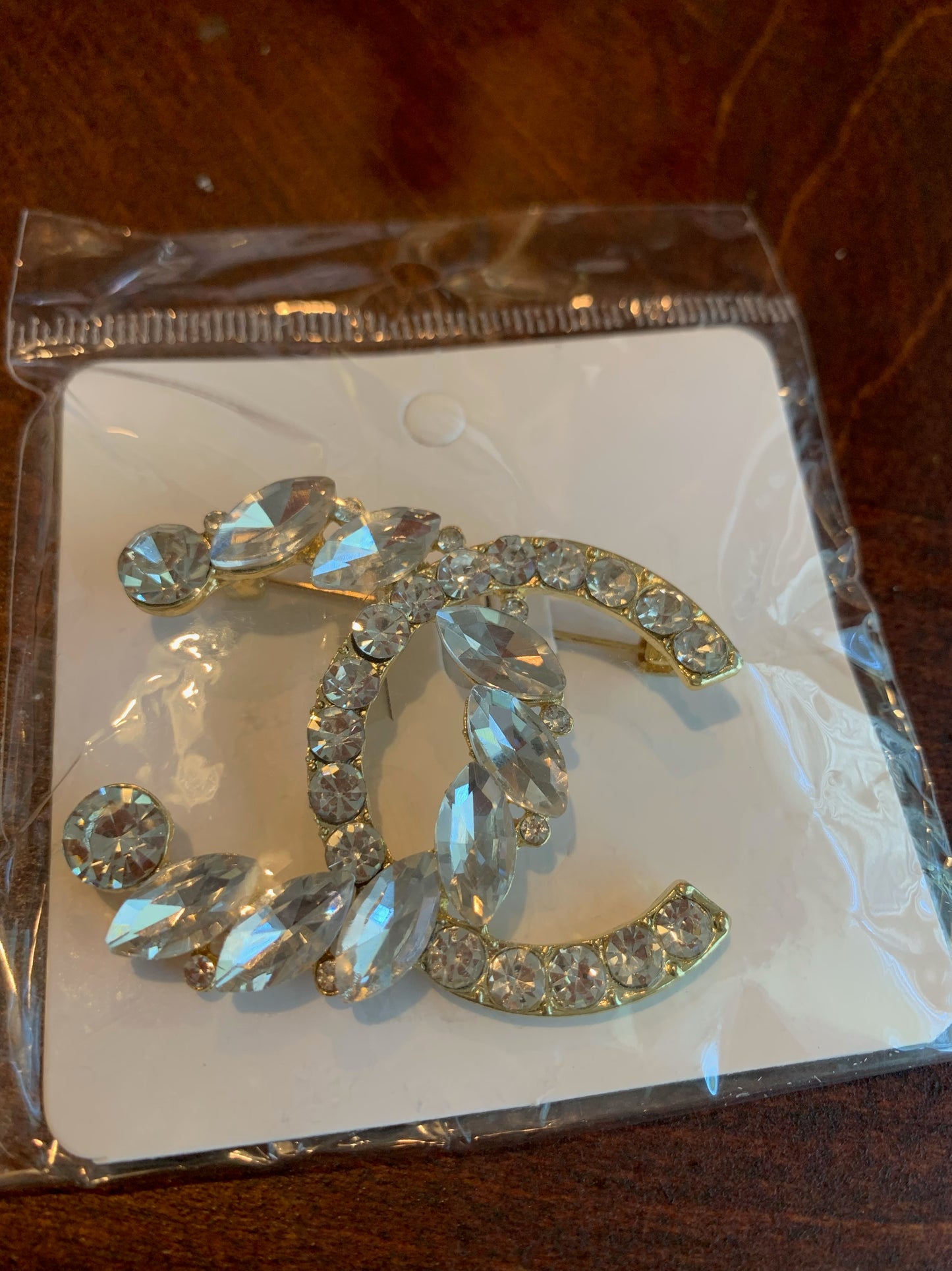 Chanel inspired brooch, rhinestone brooches, chanel brooches