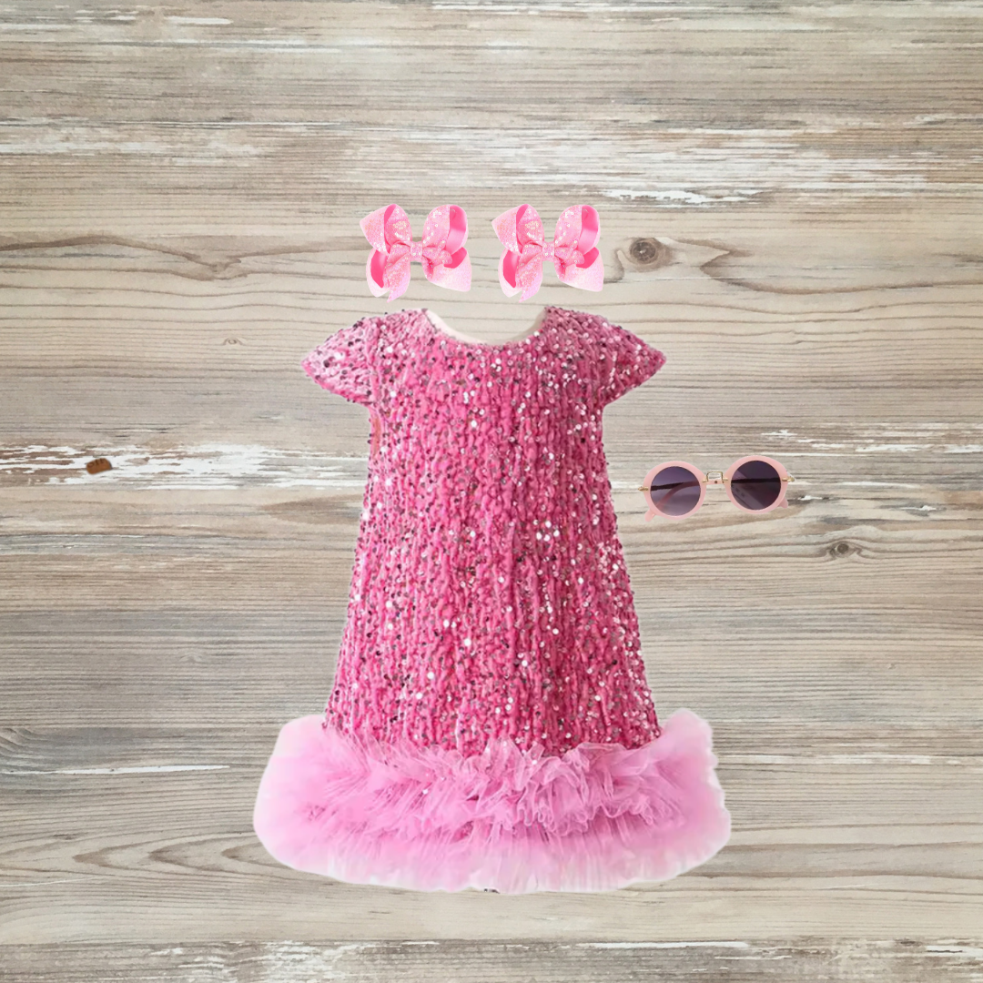 pink sequin dress for girls, easter dress for girls, sequin and tulle glam dress, easter dress, spring dress