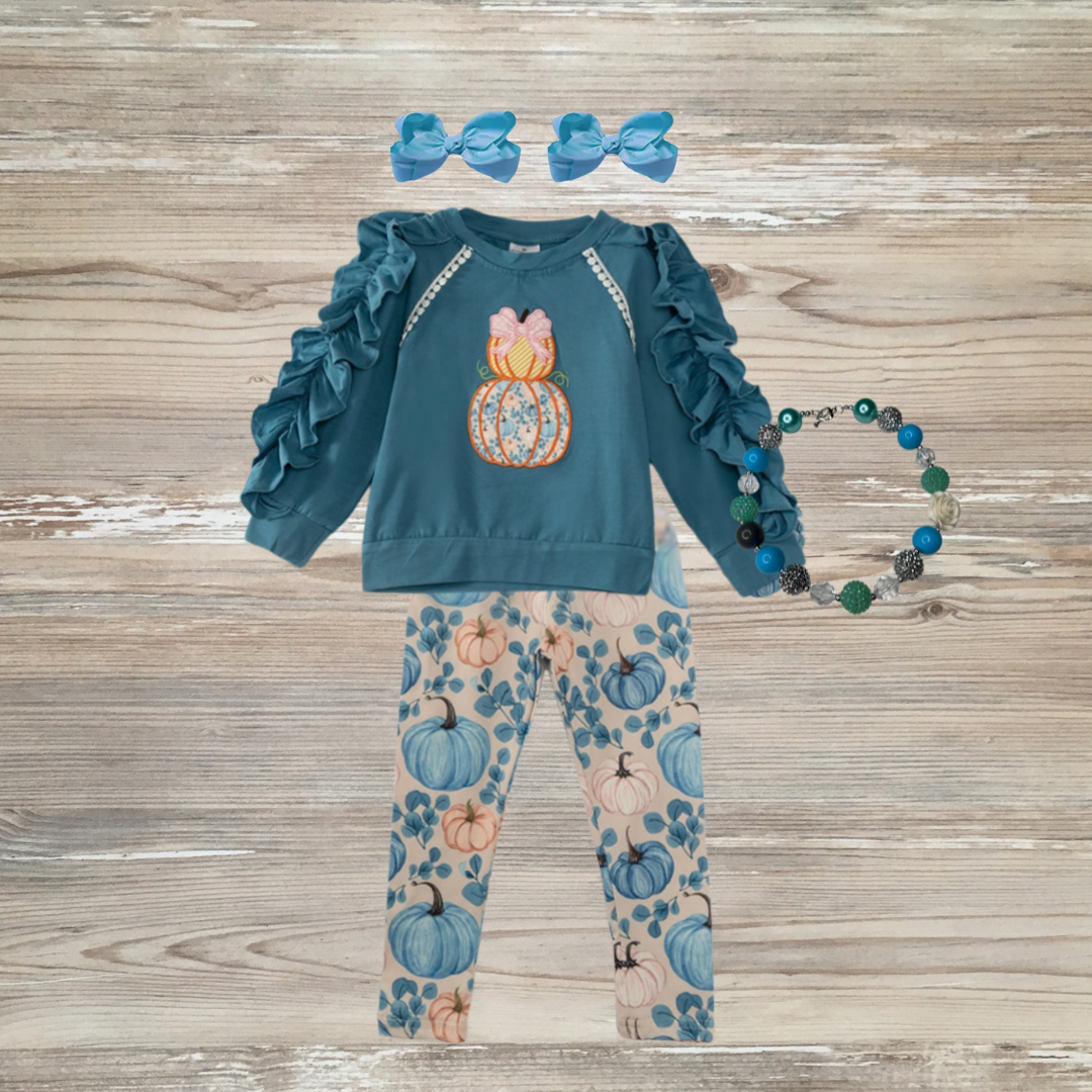 fall pumpkin girls outfit, cute kids fall clothes, ruffles pant outfit, autum fashion, stylish kids clothes