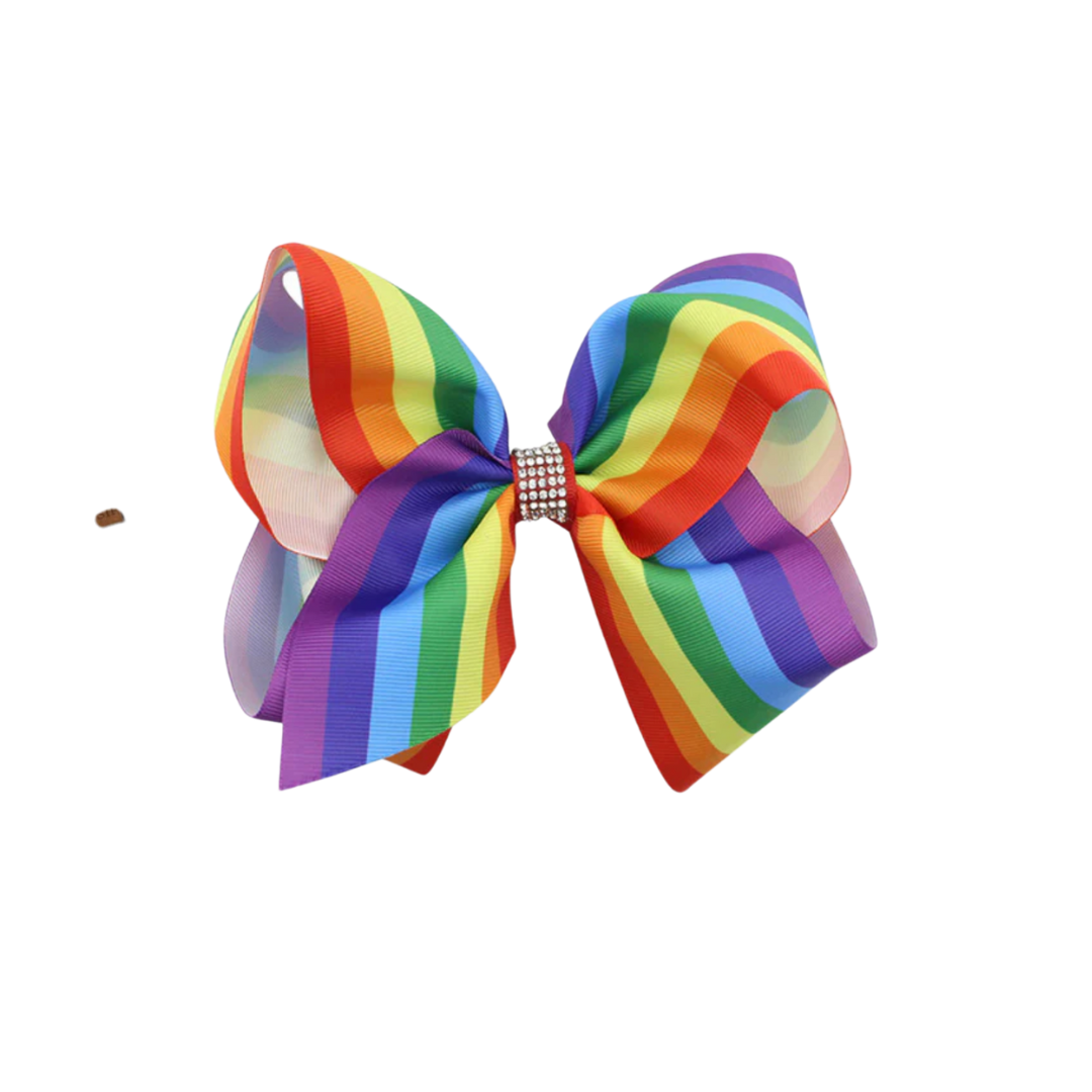 rainbow hair bow clip, girls rainbow bow, inclusion for all diversity