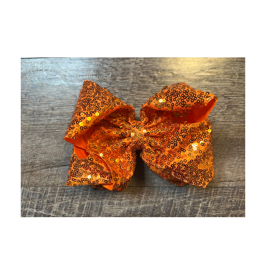 girls glitter bows, glitter hair bows, holiday hair bows, orange glitter hair bow