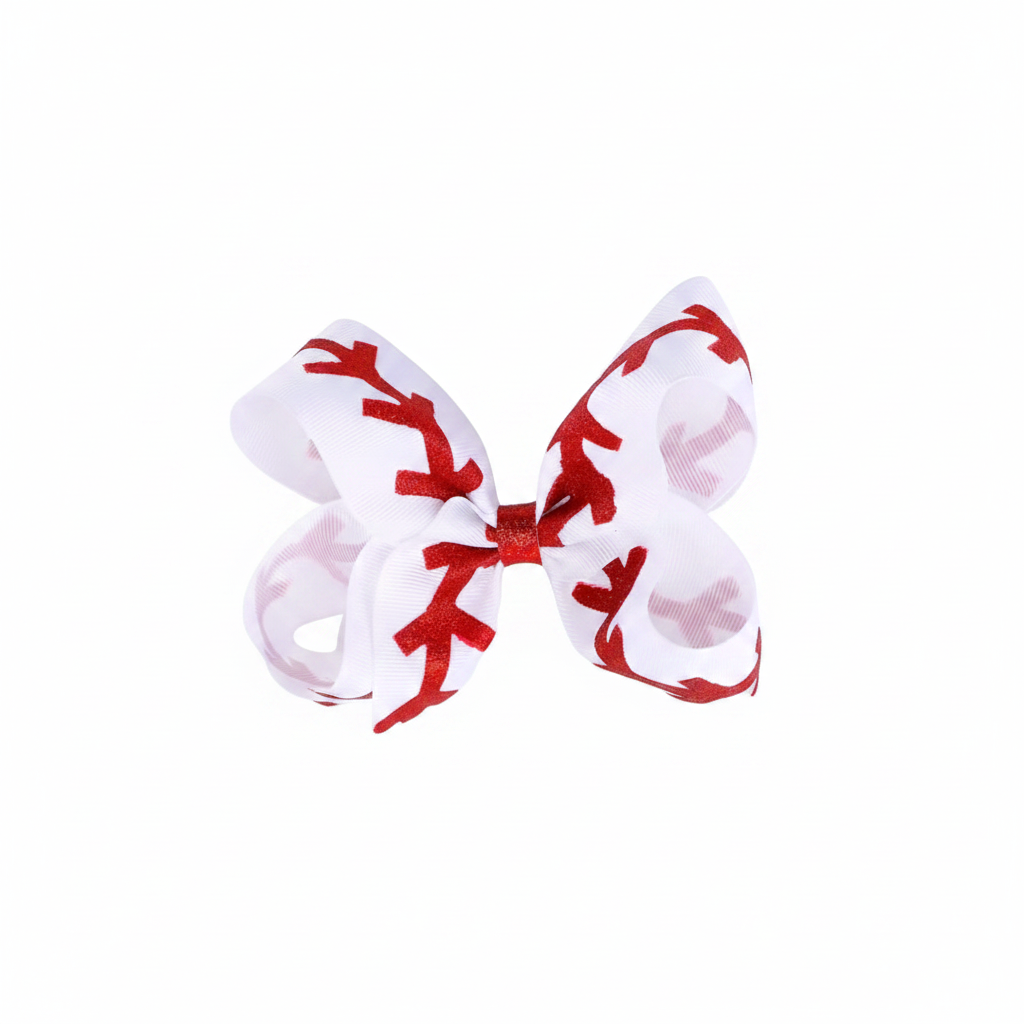 baseball hair bow, baseball hair accessories, baseball glitter hair bow