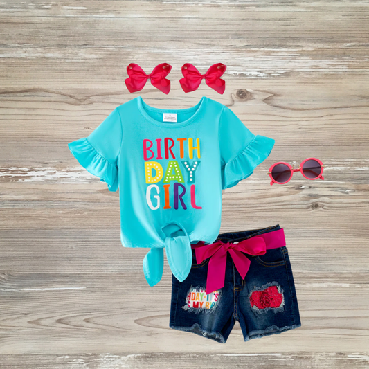 birthday girl short set, summer birthday girl outfit, birthday outfit for girls, summer birthday party outfit, kids birthday outfit, girls birthday party