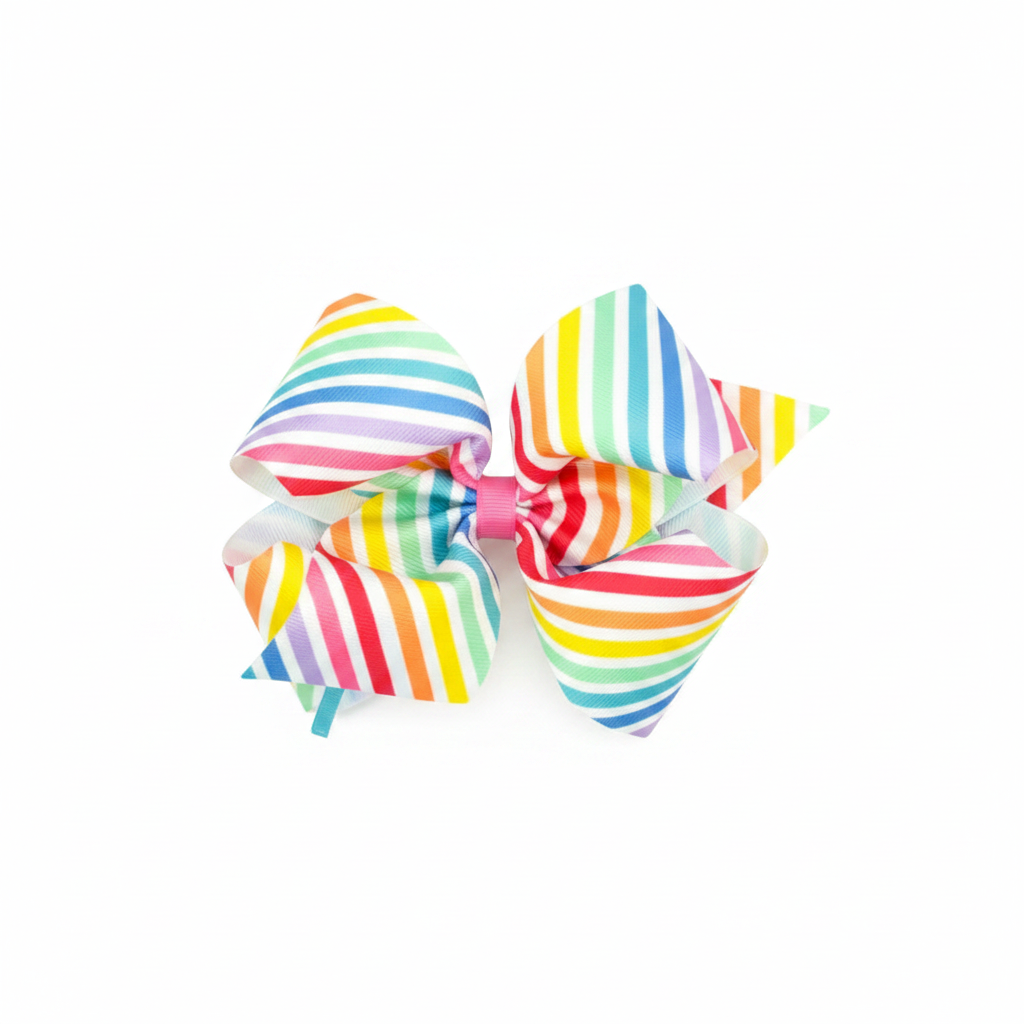 Rainbow Striped Hair Bow