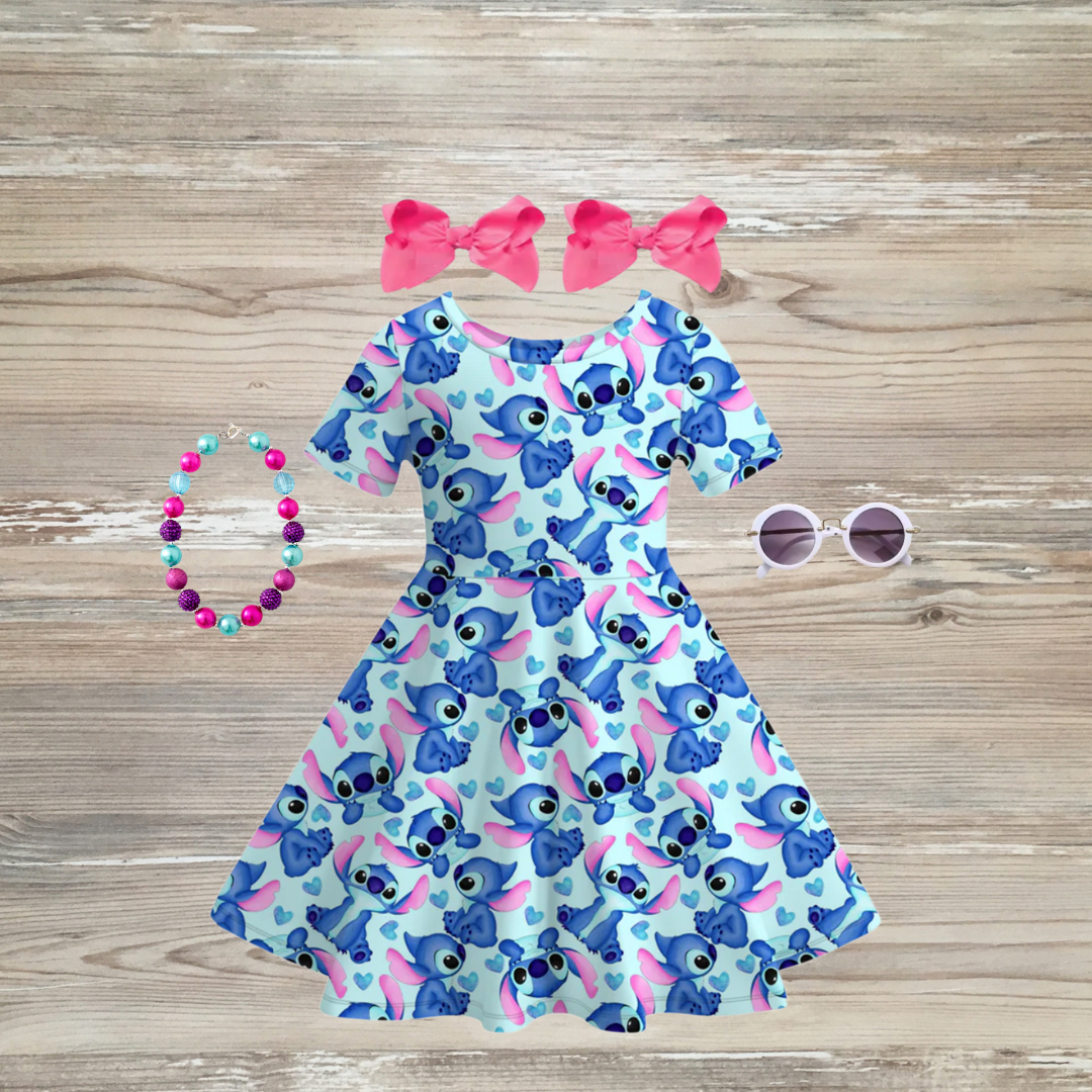Lilo & Stitch dress, stitch dress girls teenage size summer stitch dress blue dress