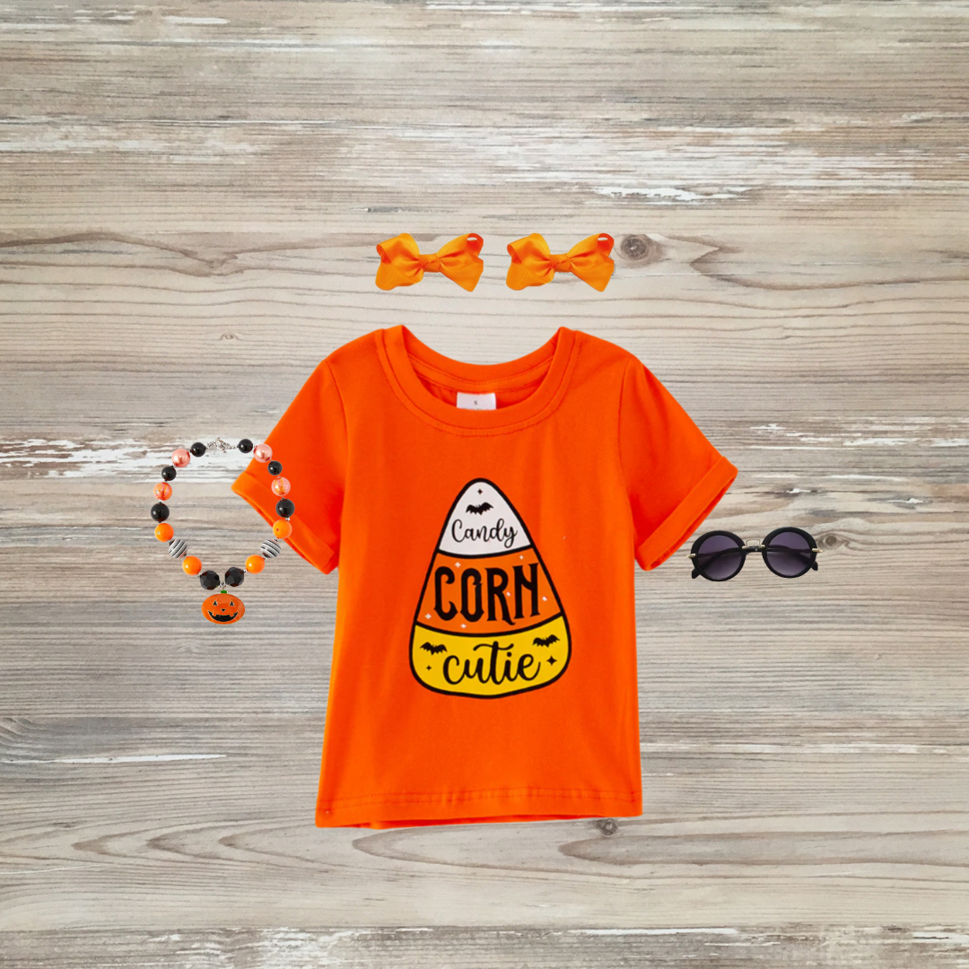 candy corn cutie shirt, candy corn cutie halloween top halloween clothing, kids boutique clothing, candy corn clothes