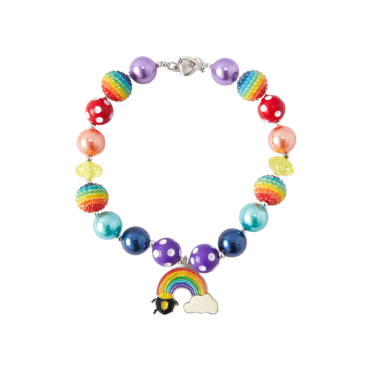 lucky charm necklace, st patrick's necklace kids necklace rainbow necklace pot of gold necklace