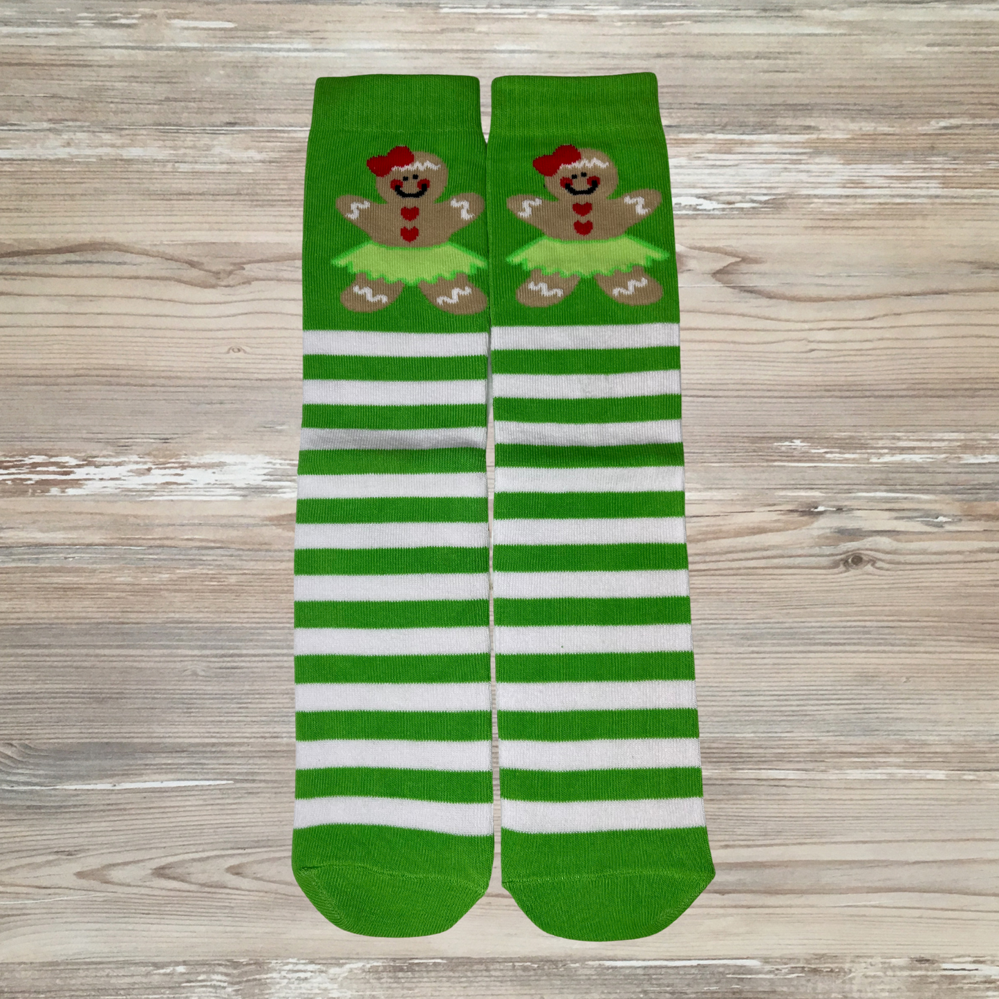 gingerbread girl socks, christmas socks, knee high socks, fun cute holiday socks