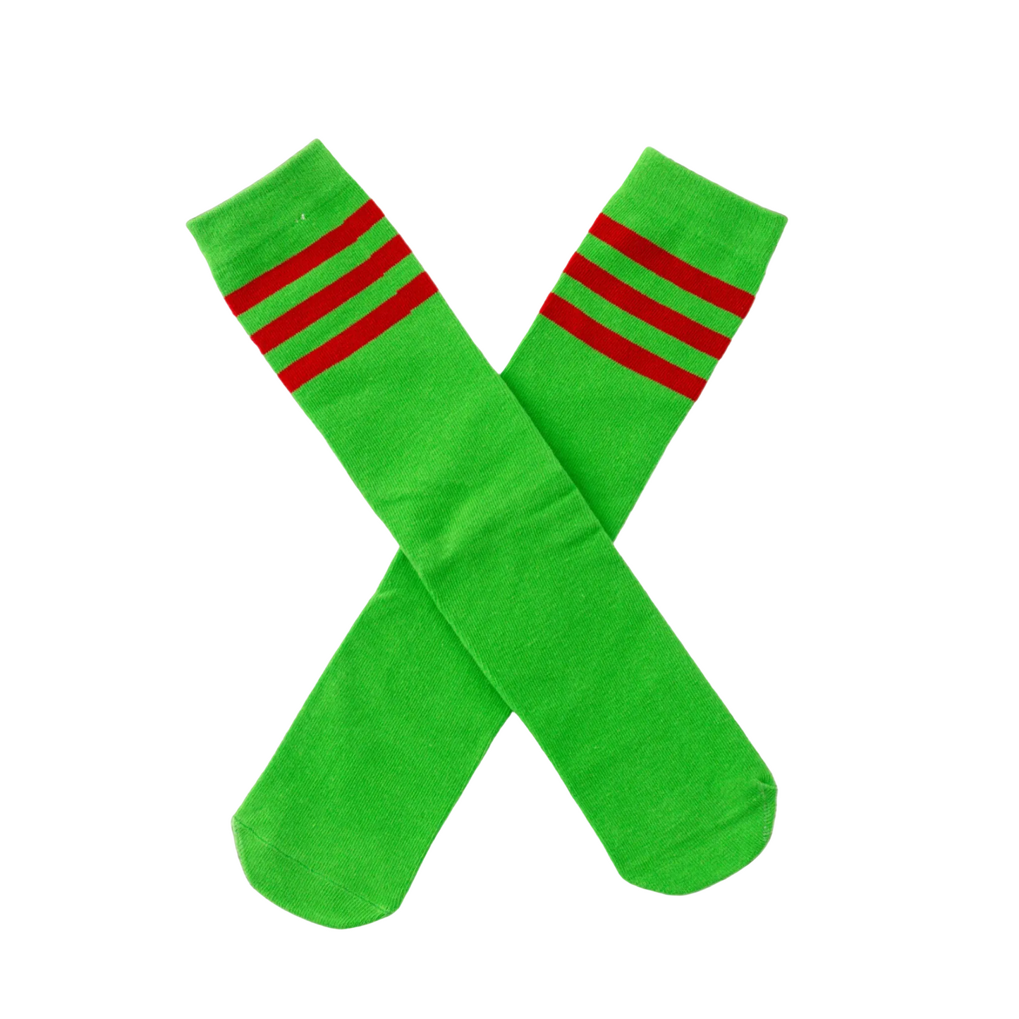 grinchmas socks, neon green stripe socks, green and red socks, christmas socks, girls socks, kids fun socks, knee high socks