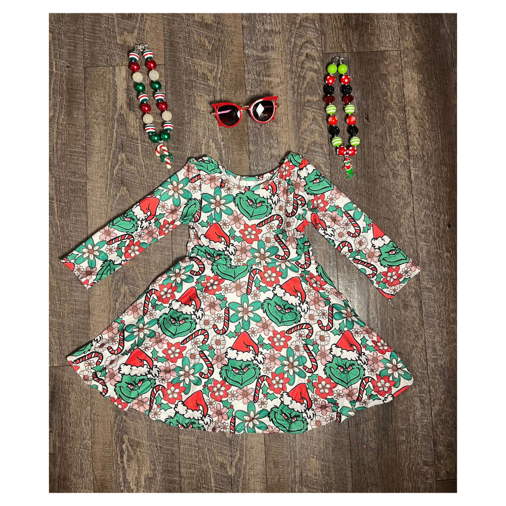grinch dress, girls chrismas dress, grinch dress, kids grinch dress, kids christmas clothes, kids christmas dress, kids christmas fashion, christmas style