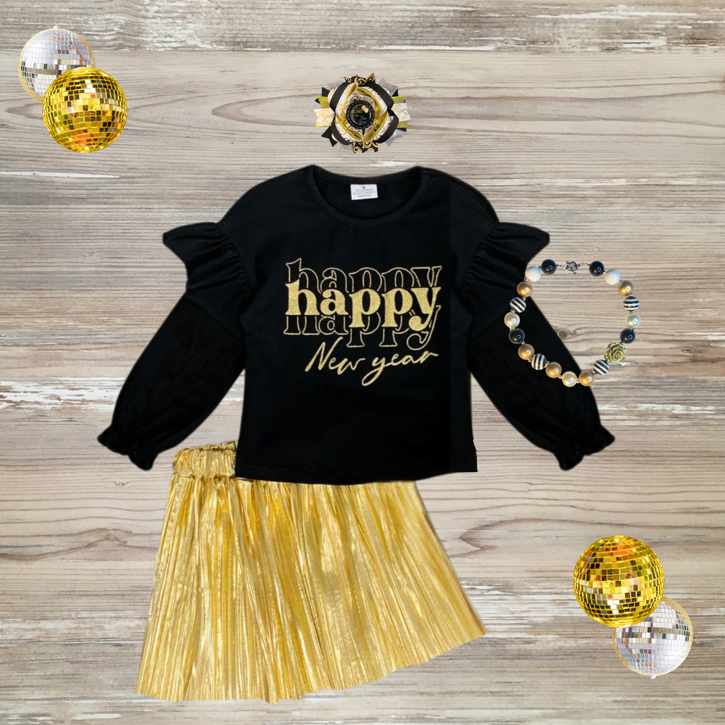 Happy New Year Gold Glam Skirt Outfit