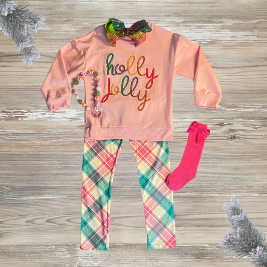 holly jolly christmas outfit, holly jolly girls outfit, holly jolly christmas kids clothes, kids christmas clothes