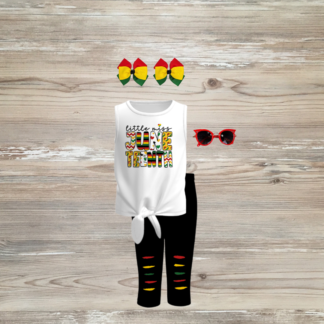 little miss juneteenth, freedom day outfit, little miss Juneteenth girls outfits, black history girls clothing, kids boutique clothing, celebrate Juneteenth