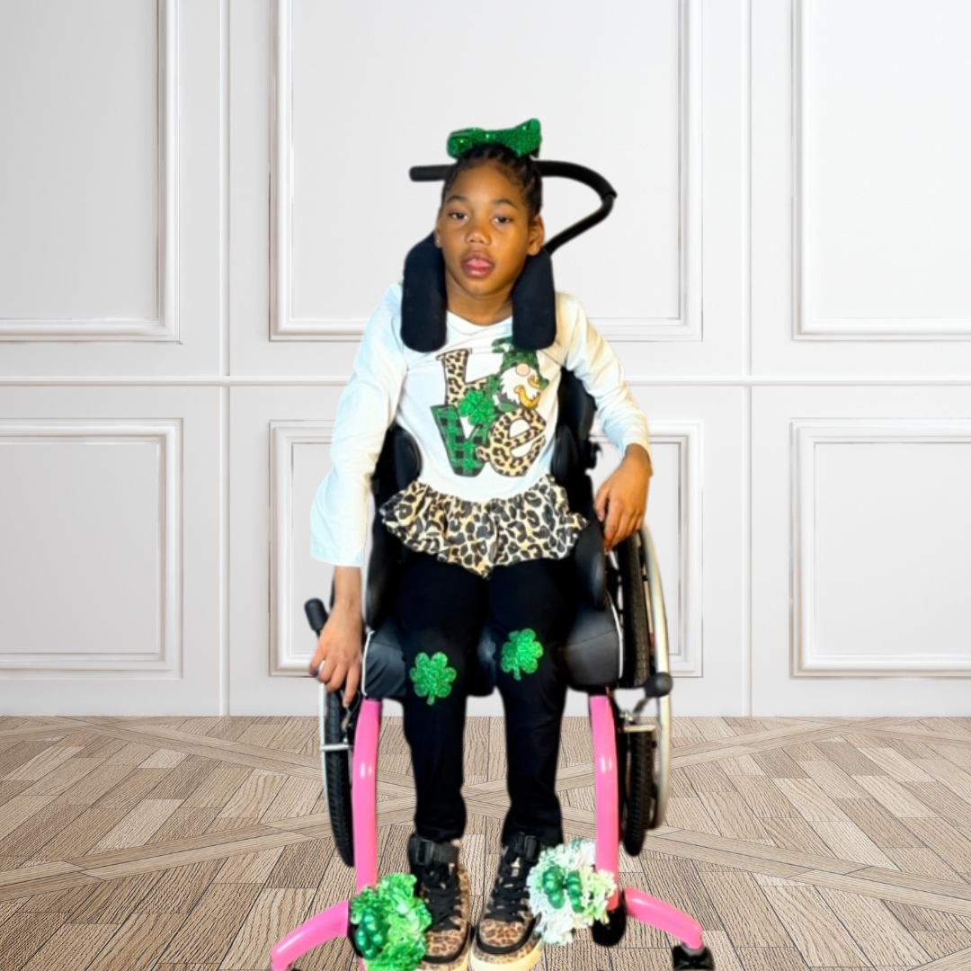 love st patricks gnome, girls kids st patrick's outfit,, Leprechaun Love Patched Legging Set, st paddy's day girls outfit, st patty's day kids outfit