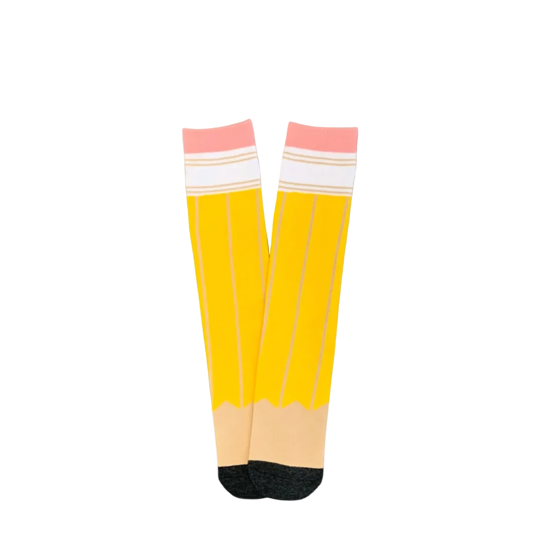 pencil socks, girls back to school socks, cute fun girl socks, knee high socks back to school, back to school socks, back to school socks, socks for girl's back to school pencil socks