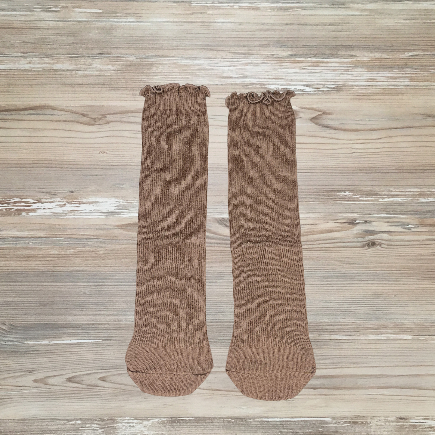 girls tan lettuce socks, tan socks, girls boutique socks, kids cute socks