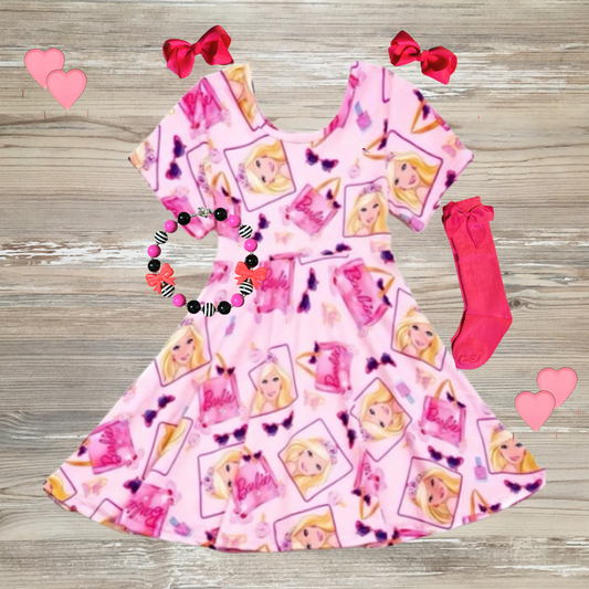 barbie dress, girls barbie dress, kids barbie dress, pink barbie dress, teenager barbie dress, pink barbie dress, KIDS barbie dress let's go barbie, let's go party