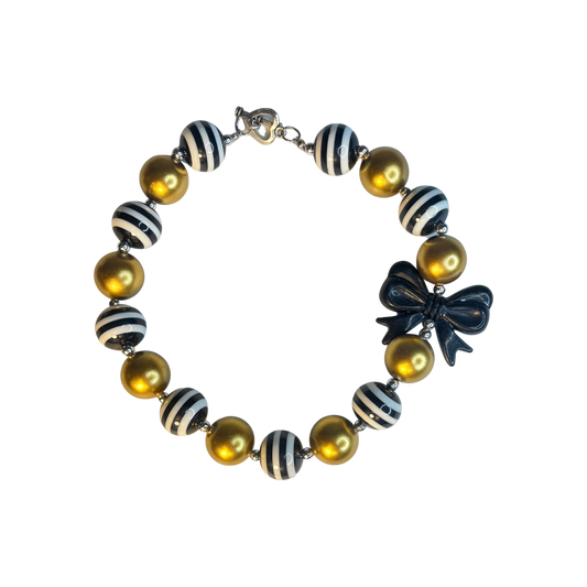 Black Bow Gold Necklace