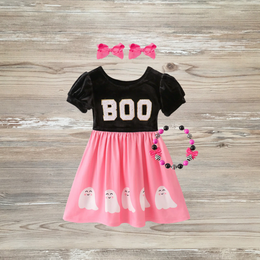 cute ghost dress, girls hallowen dress, halloween clothing, spooky but cute, kids ghost dress, boo ghost dress