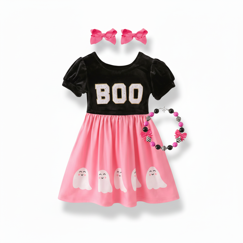 cute ghost dress, girls hallowen dress, halloween clothing, spooky but cute, kids ghost dress, boo ghost dress, online kids boutique girls Halloween outfit dress