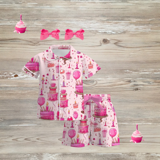 kid's birthday pajamas girls birthday pjs summer pjs birthday party sleepover pj slumber party pajamas