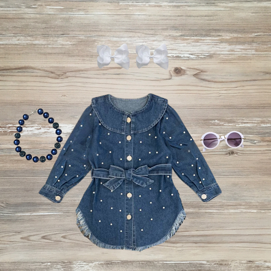 denim and pearls girls tunic top kids fashion, kids rodeo wear girls rodeo outfit girls denim top
