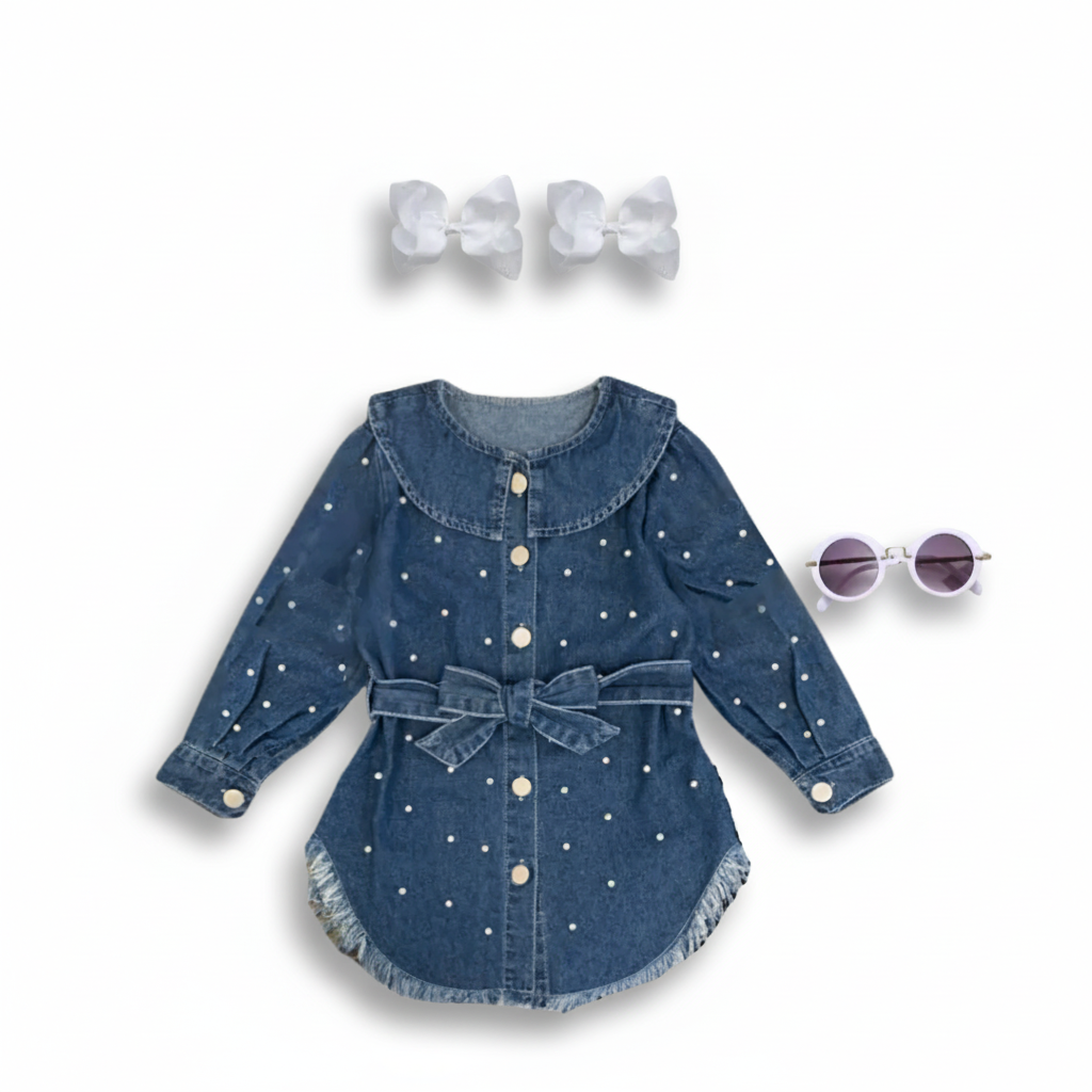 denim and pearls girls tunic top kids fashion, kids rodeo wear girls rodeo outfit girls denim top, online girls boutique clothing 
