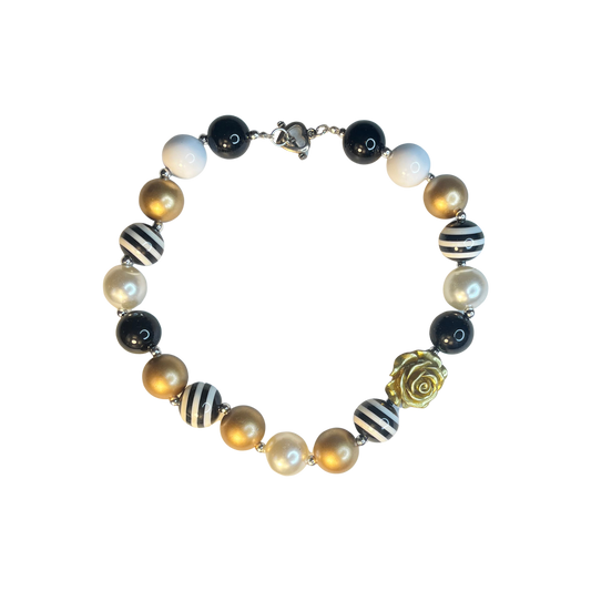 Gold Rose & Stripes Necklace