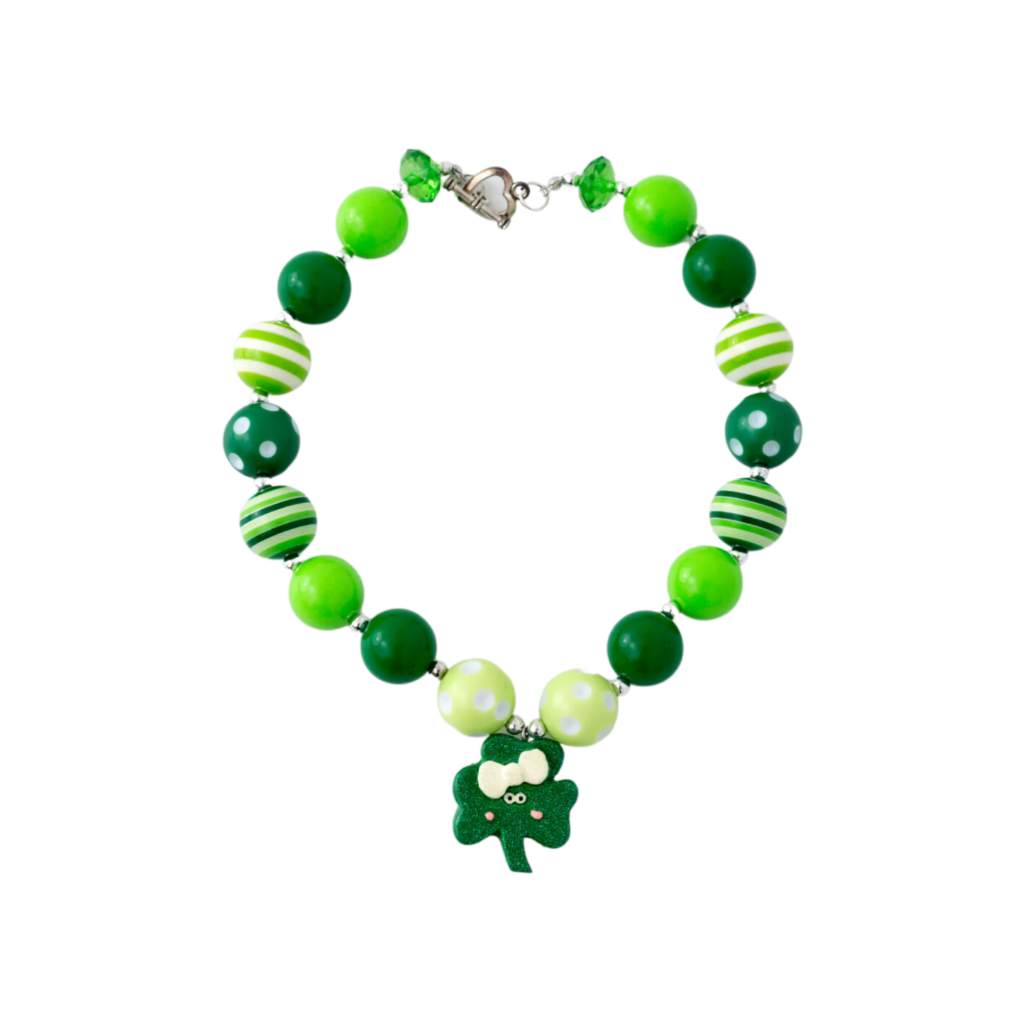 Green & White Kutie the Clover Necklace