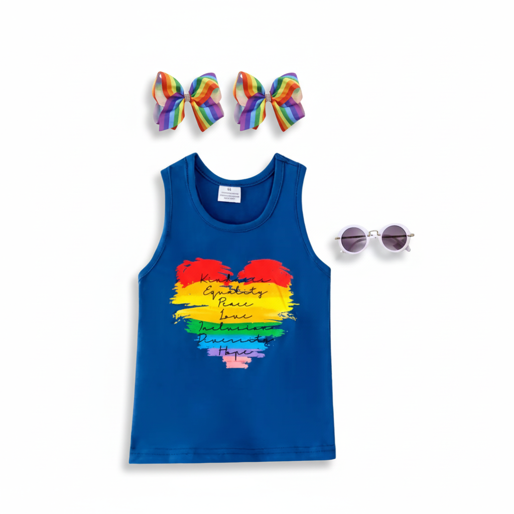 inclusion matters, cerebral palsy awareness top, diversity top kids awareness, be kind top rainbow heart top, baby and kids online boutique clothing, inclusion for all