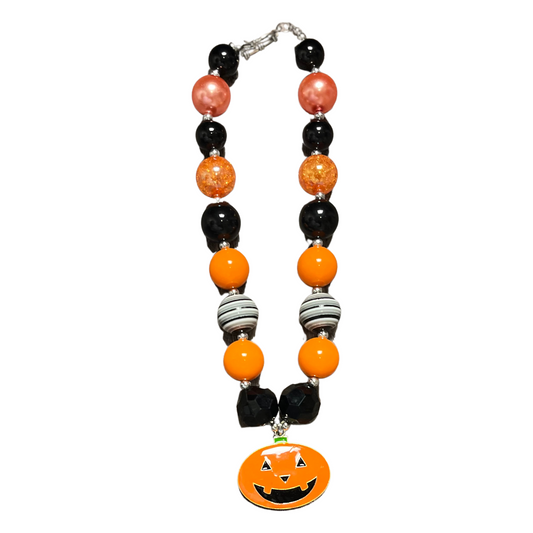 girls necklaces, fun kid necklace, halloween necklace,  necklace, girls stylish necklaces, fall necklace, jack o lantern necklace