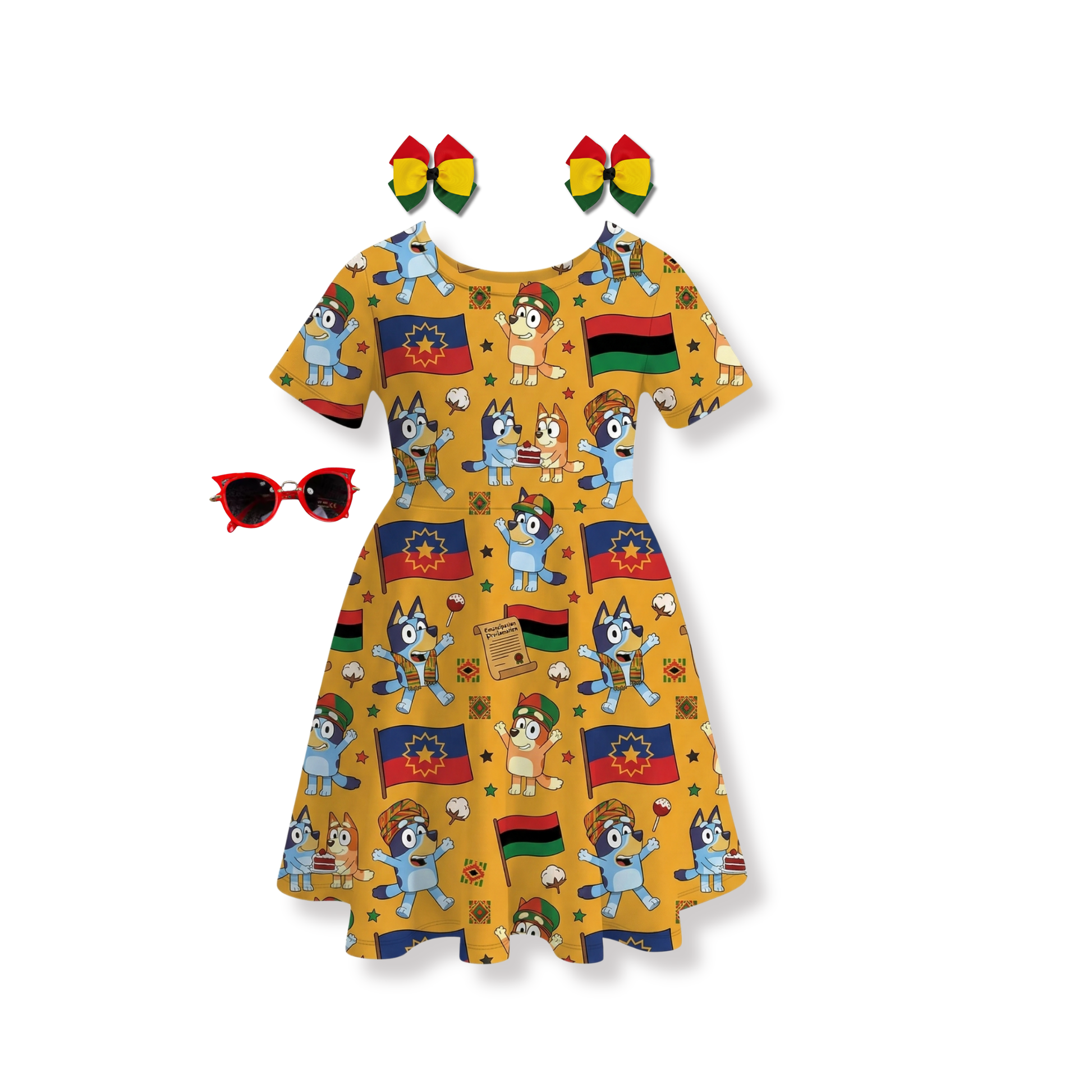 Girls' Juneteenth Blue Dog Celebration Dress Girls' Juneteenth Blue Dog Celebration Dress