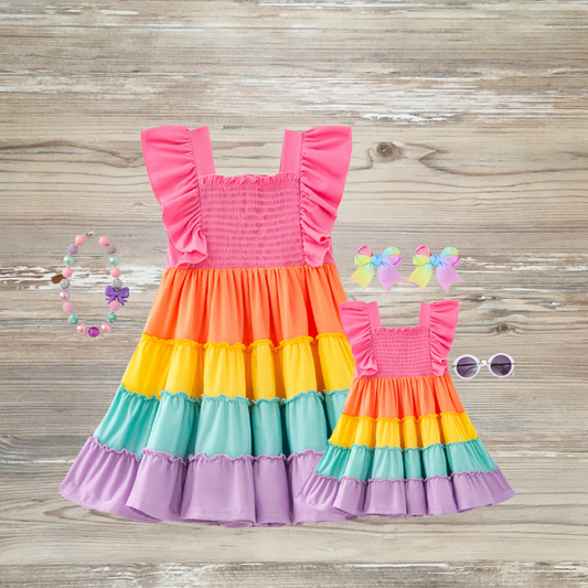 mommy and me spring colorblock matching dress, mama and me easter dresses, mommy and me fashion, mom & me fashion dresses for spring and summer