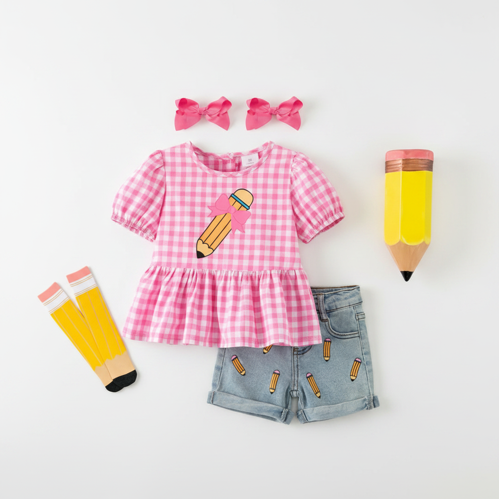 On Point Pencil Denim Short Set
