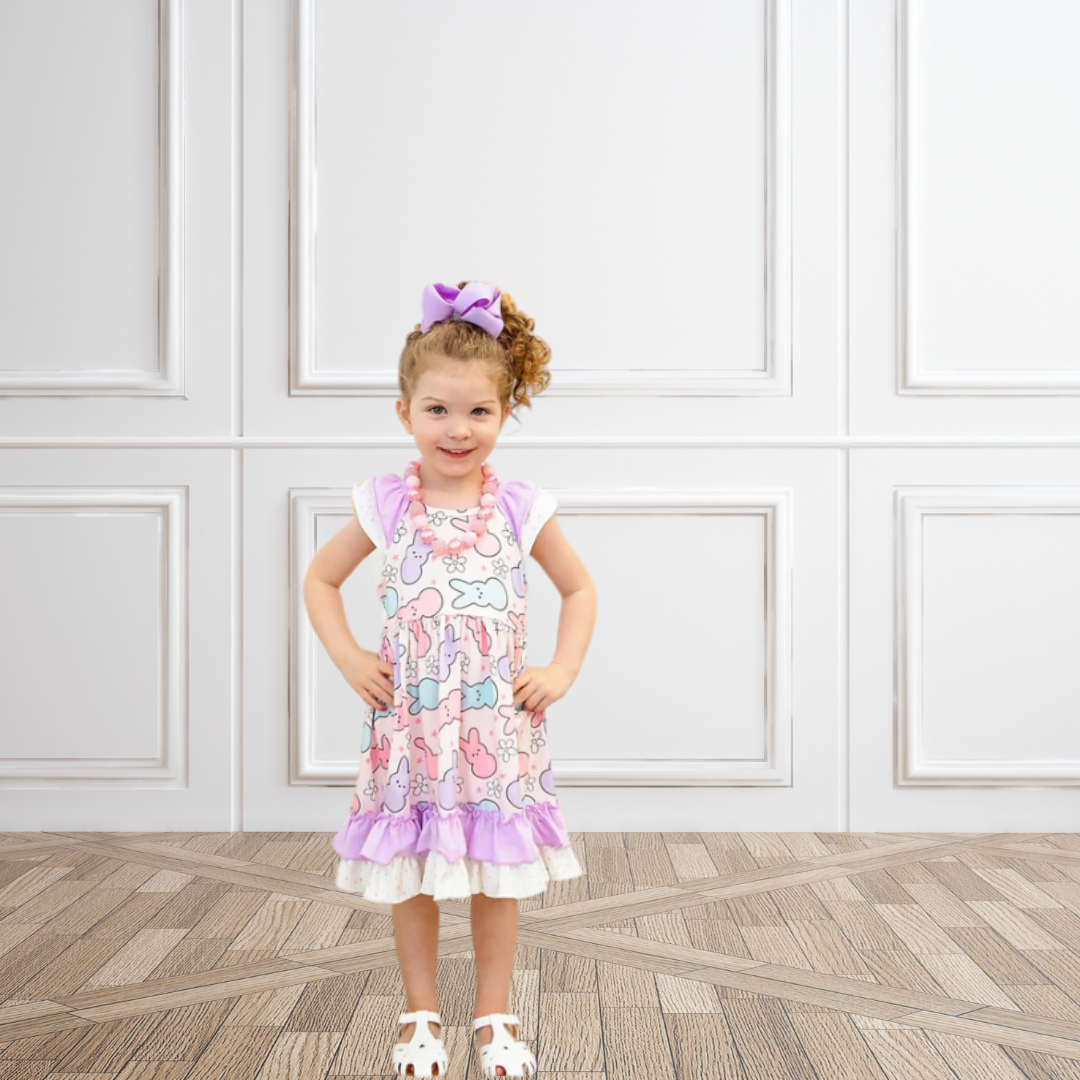 peeps easter dress, peep this bunny dress, peeps bunny dress, easter dress, peeps girls outfit 