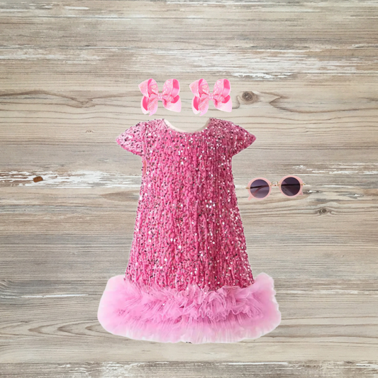 pink sequin dress for girls, easter dress for girls, sequin and tulle glam dress, easter dress, spring dress, birthday sequin dress
