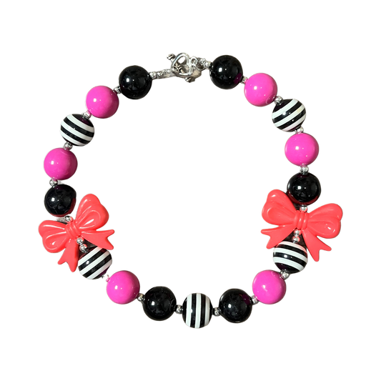 girls necklaces, fun kid necklace, pink bow necklace, pink necklace, girls stylish necklaces