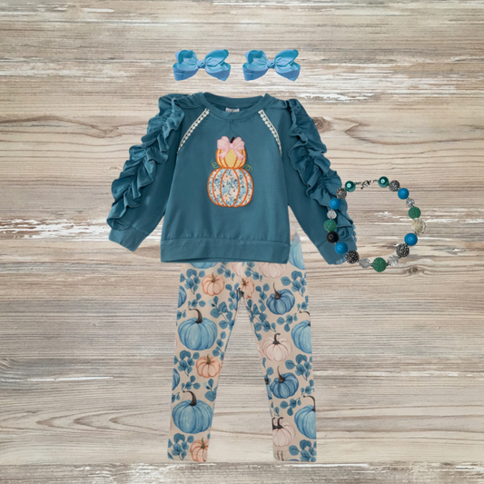 fall pumpkin girls outfit, cute kids fall clothes, ruffles pant outfit, autum fashion, stylish kids clothes