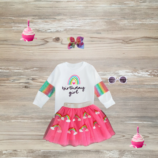 happy birthday outfit, girls happy birthday tutu set, kids happy birthday outfit, girls happy birthday skirt set birthday girl outfit, birthday girl tutu set, birthday girl clothes 
