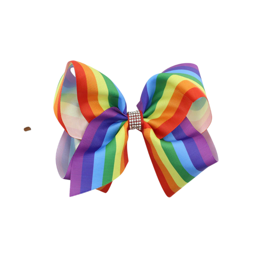 rainbow hair bow clip, girls rainbow bow, inclusion for all diversity 