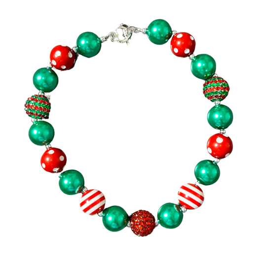 christmas girls necklace, kids stylish holiday necklace rhinestone necklace fun cute necklace bubblegum necklace
