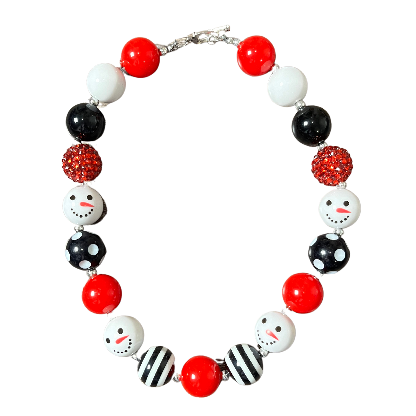 snowman christmas necklace red, rhinestone necklace, girls necklace, kids fun necklace bubblegum necklace holiday necklace