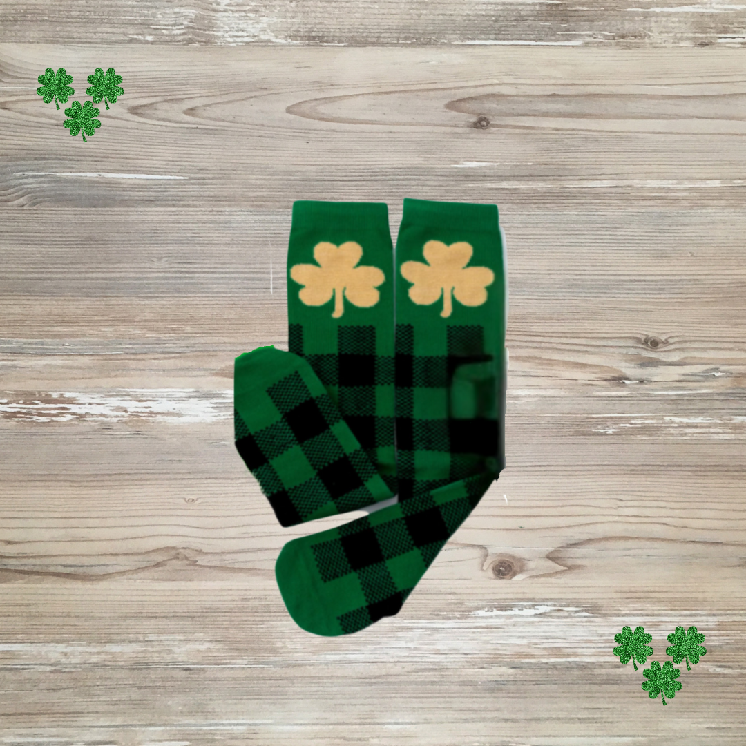 st. patrick's day socks, st. patty's day socks, kids shamrock socks, kids st.patricks day socks
