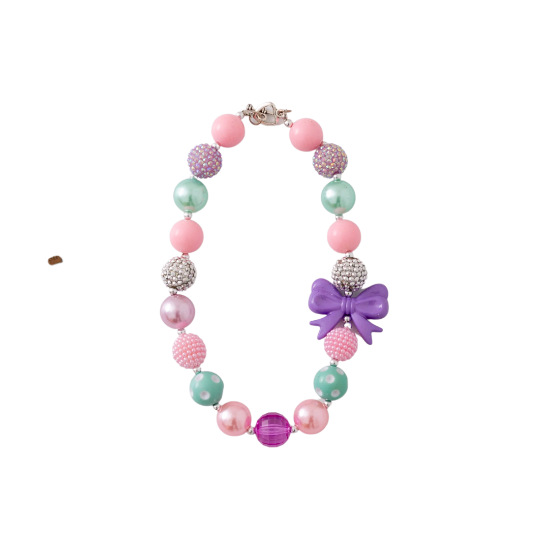 spring kids bubblegum necklace spring fling necklace purple and pink necklace