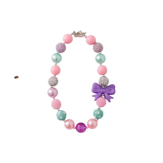 spring kids bubblegum necklace spring fling necklace purple and pink necklace