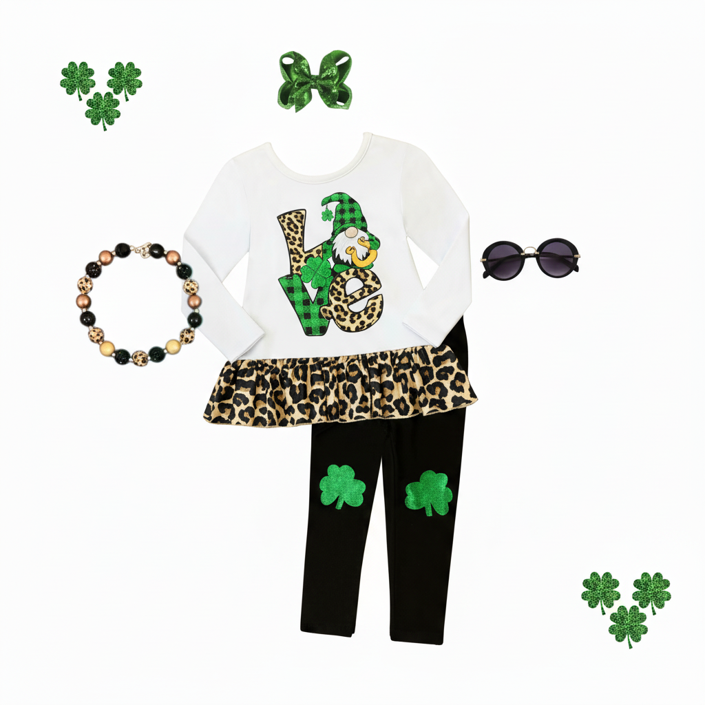 lucky in love sale, luck in love, clover gnome, girl's st. patrick's day outfit, kids and baby st. patrick's day outfit, blessed not lucky, love not luck