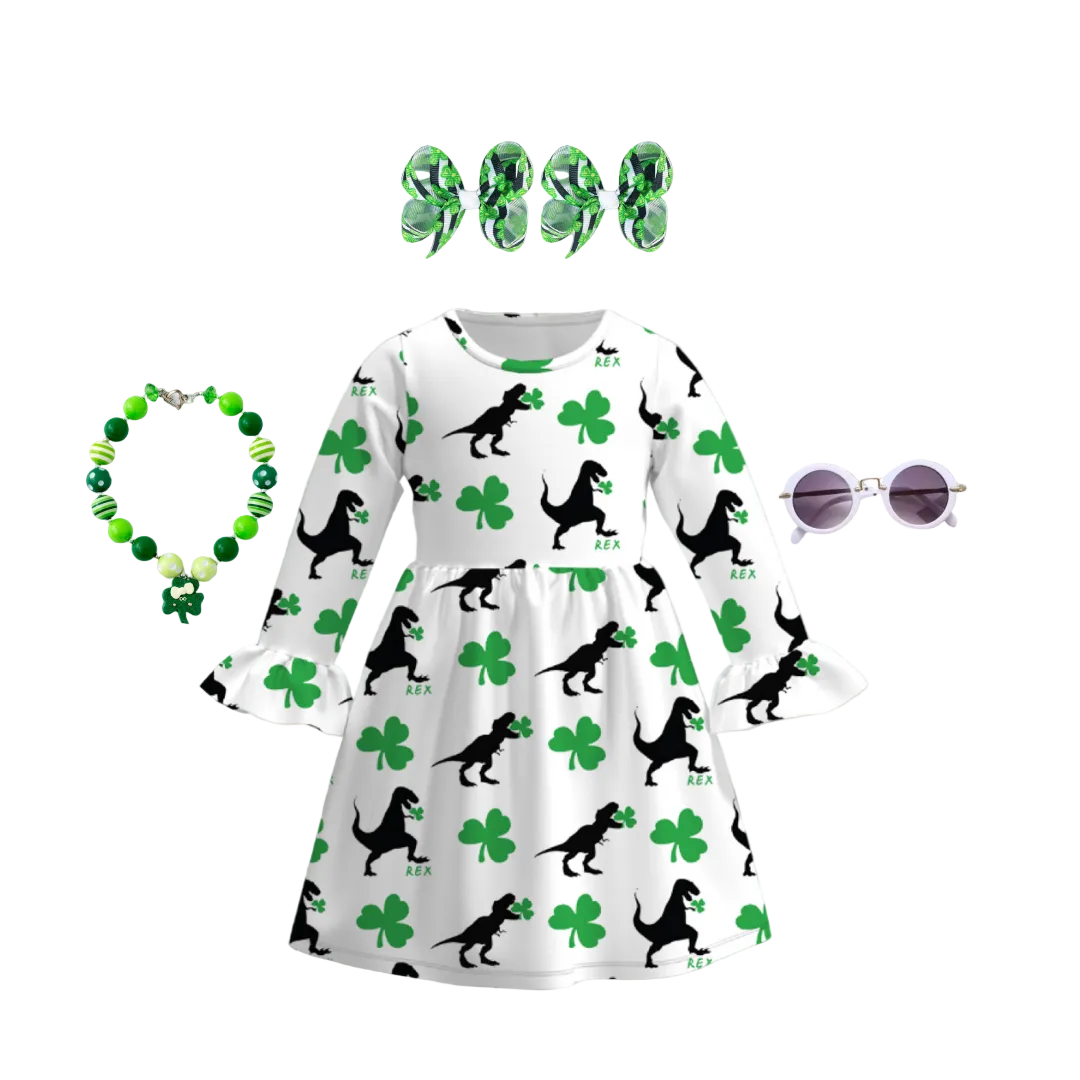 St. PatRex Dino Clover Dress