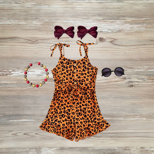 girls leopard jumpsuit, kids leopard jumpsuit, trending summer and spring jumpsuits